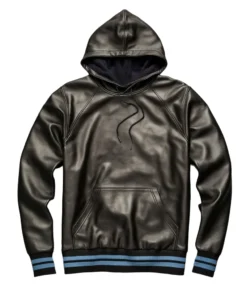 eldon light black leather hoodie