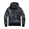 eugene midnight black leather pullover hoodie