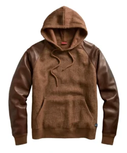 hoodie with leather sleeves