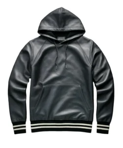 jayden graphite leather hoodie