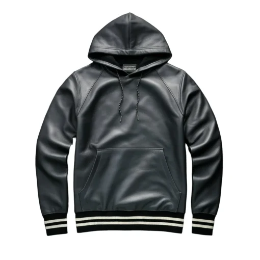 jayden graphite leather hoodie