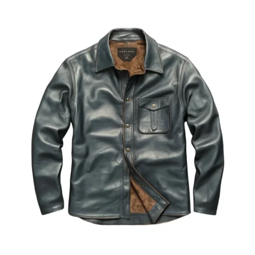 jesse michael charcoal gray leather shirt