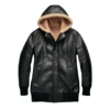 leather coat hoodie