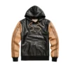 leather hooded sweatshirt