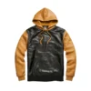 marlon black hooded sweatshirt leather jacket