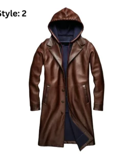 mens leather coat with hoodie