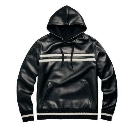 quentin elite black hoodie in leather