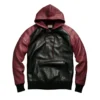 reid evans black and maroon leather sweatshirt