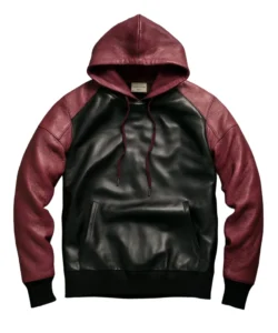 reid evans black and maroon leather sweatshirt