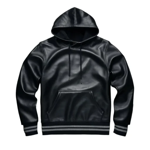 sam leather black pullover hoody