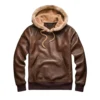 santner leather shearling fur hoodie