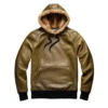 shaun moss green leather hoodie with fur lining