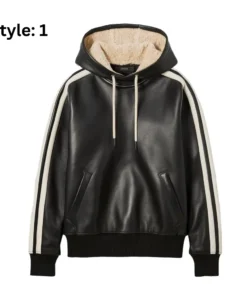 sweatshirt with faux leather