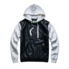 black and white leather hoodie