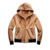 trevor classic beige suede hoodie sweatshirt jacket