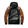 vaxton hybrid leather hoodie black brown