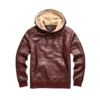 rich maroon leather hoodie