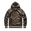 wesley cocoa leather sweatshirt hoodie