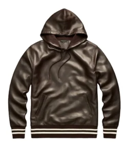 wesley cocoa leather sweatshirt hoodie