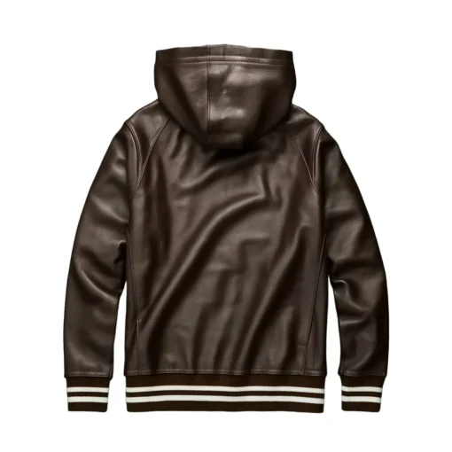 wesley cocoa leather sweatshirt hoodie back