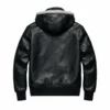 Garret Black Hoodie Leather Jacket with Shearling Collar