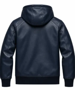 Darrell Dark Navy Blue Leather Sweatshirt