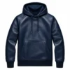Darrell Dark Navy Blue Leather Sweatshirt