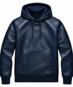 Darrell Dark Navy Blue Leather Sweatshirt