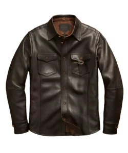 alfie brown leather shirt