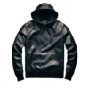 alistair leather black pullover hoodie