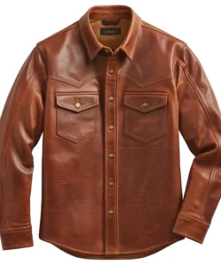 barrett rich brown leather shirt