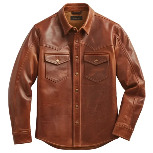 barrett rich brown leather shirt