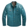 bryce turquoise leather shirt