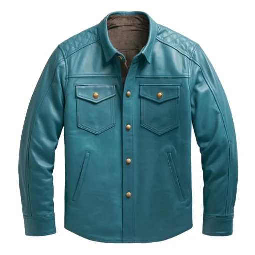 bryce turquoise leather shirt