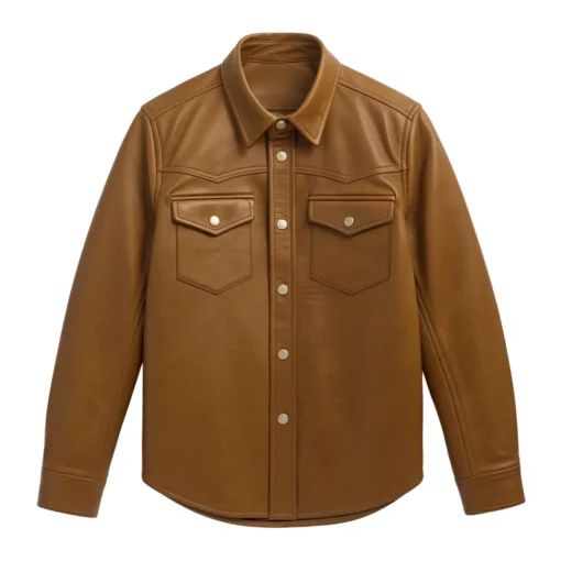 camden brown leather shirt