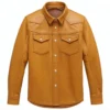 cecil muted yellow leather shirt