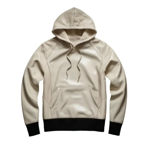 conrad premium off-white leather hoodie