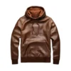 cyril leather hoodie brown