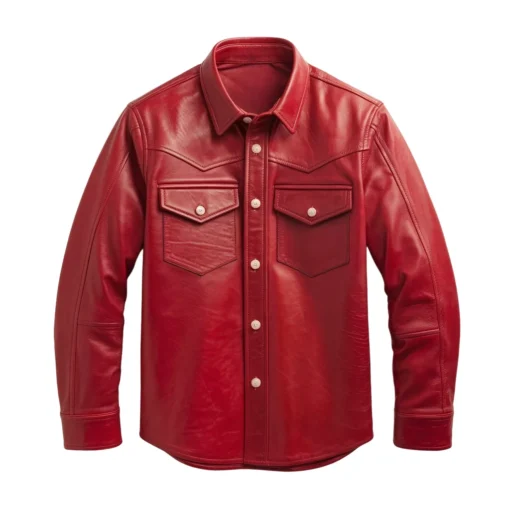 dane hot red leather shirt