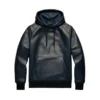 darrell dark navy blue leather sweatshirt