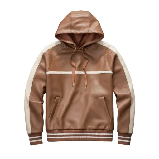 duncan brown leather hoodie