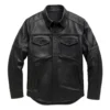 elias quinn leather shirt black