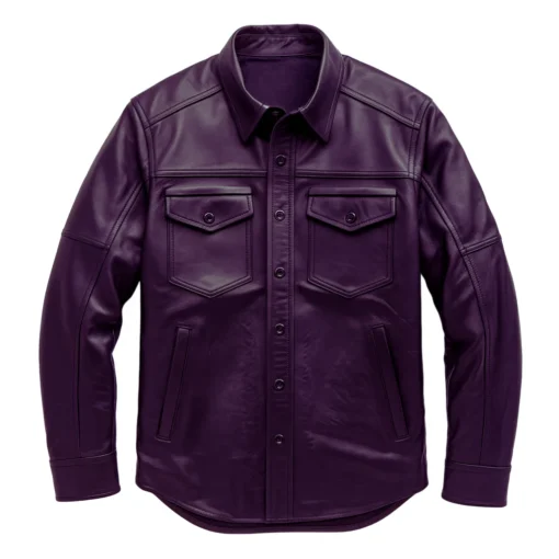 elias quinn leather shirt purple