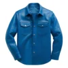 elmer blue leather shirt