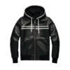 emmett genuine leather hooded jacket