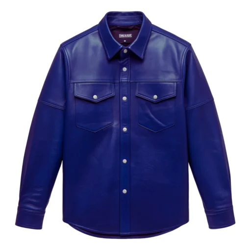 flynn intense blue leather shirt