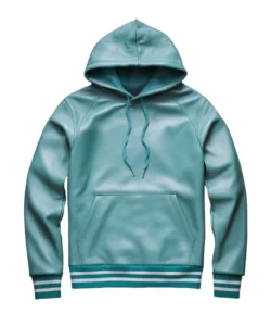 fredrick light teal leather sweatshirt