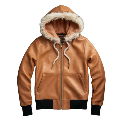 gustavo brown leather hoodie