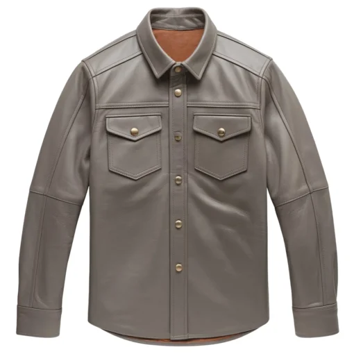 levi cool gray leather shirt