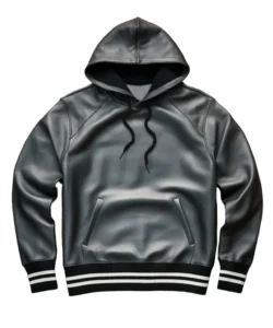 miguel black leather pullover sweatshirt